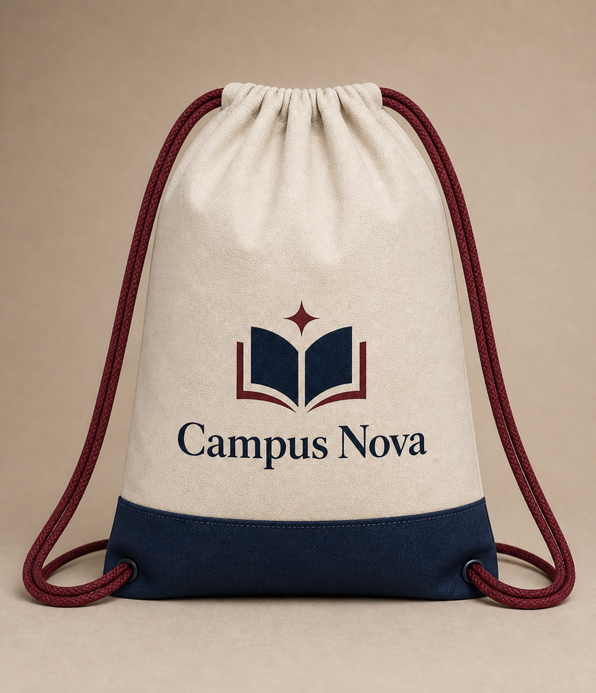 Front view of the premium 600D CAMPUS NOVA drawstring bag